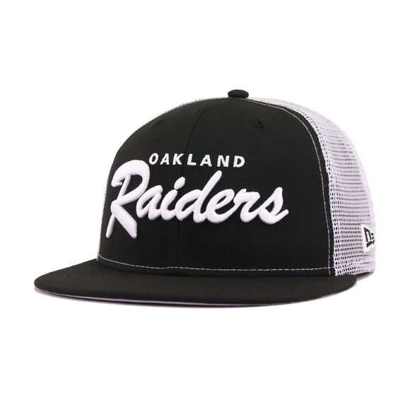 Oakland Raiders Black White Trucker New Era 9Fifty Snapback